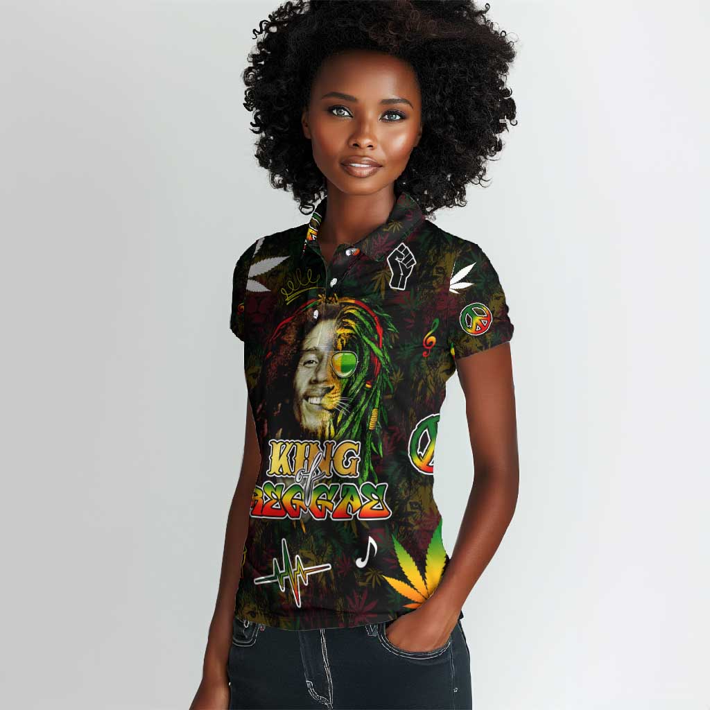 King Of Reggae Legend Bob Women Polo Shirt Peace and Love