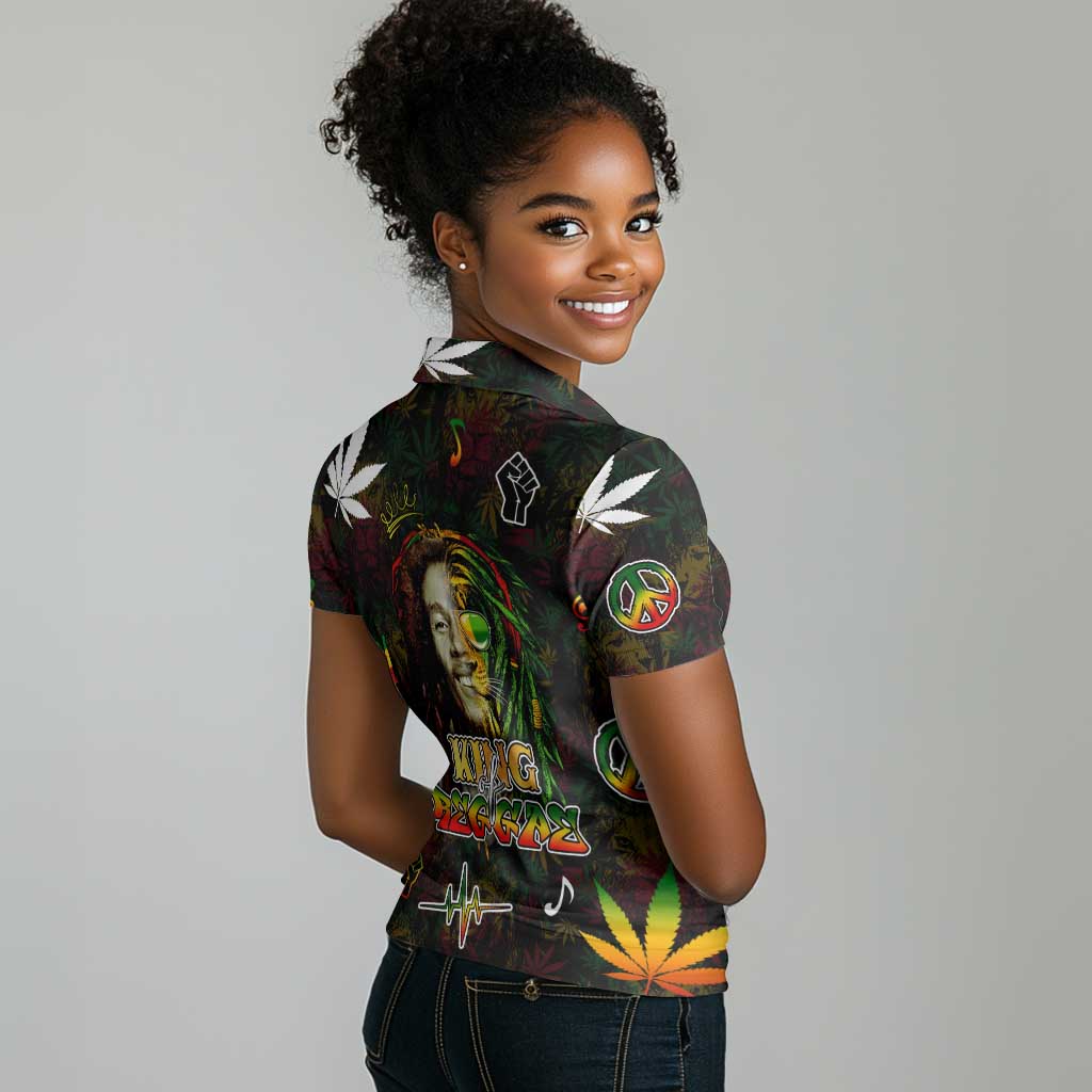 King Of Reggae Legend Bob Women Polo Shirt Peace and Love