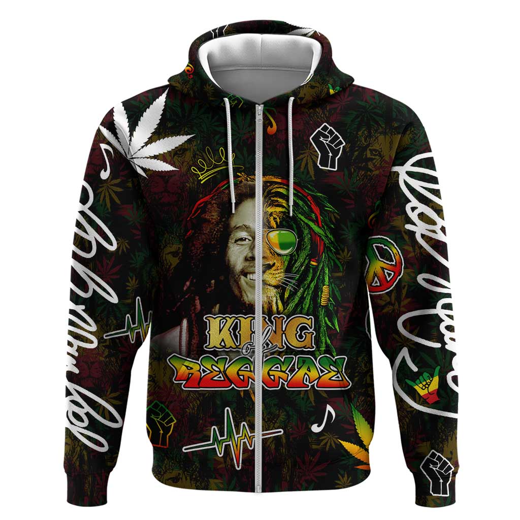 King Of Reggae Legend Bob Zip Hoodie Peace and Love