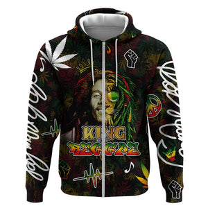 King Of Reggae Legend Bob Zip Hoodie Peace and Love