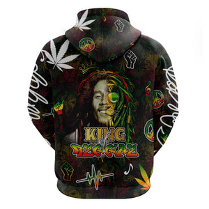 King Of Reggae Legend Bob Zip Hoodie Peace and Love