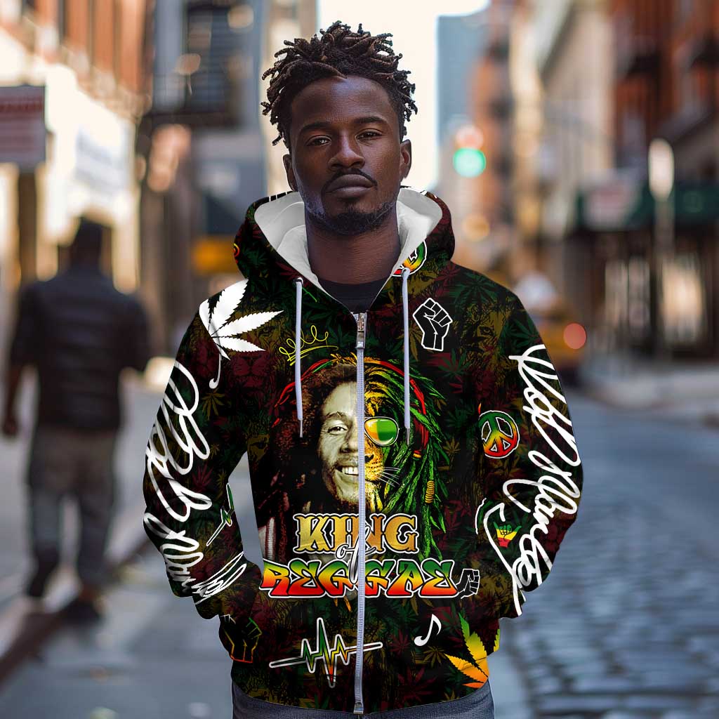 King Of Reggae Legend Bob Zip Hoodie Peace and Love