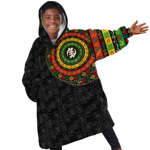 Adinkra Symbols Kid Wearable Blanket Hoodie African Culture