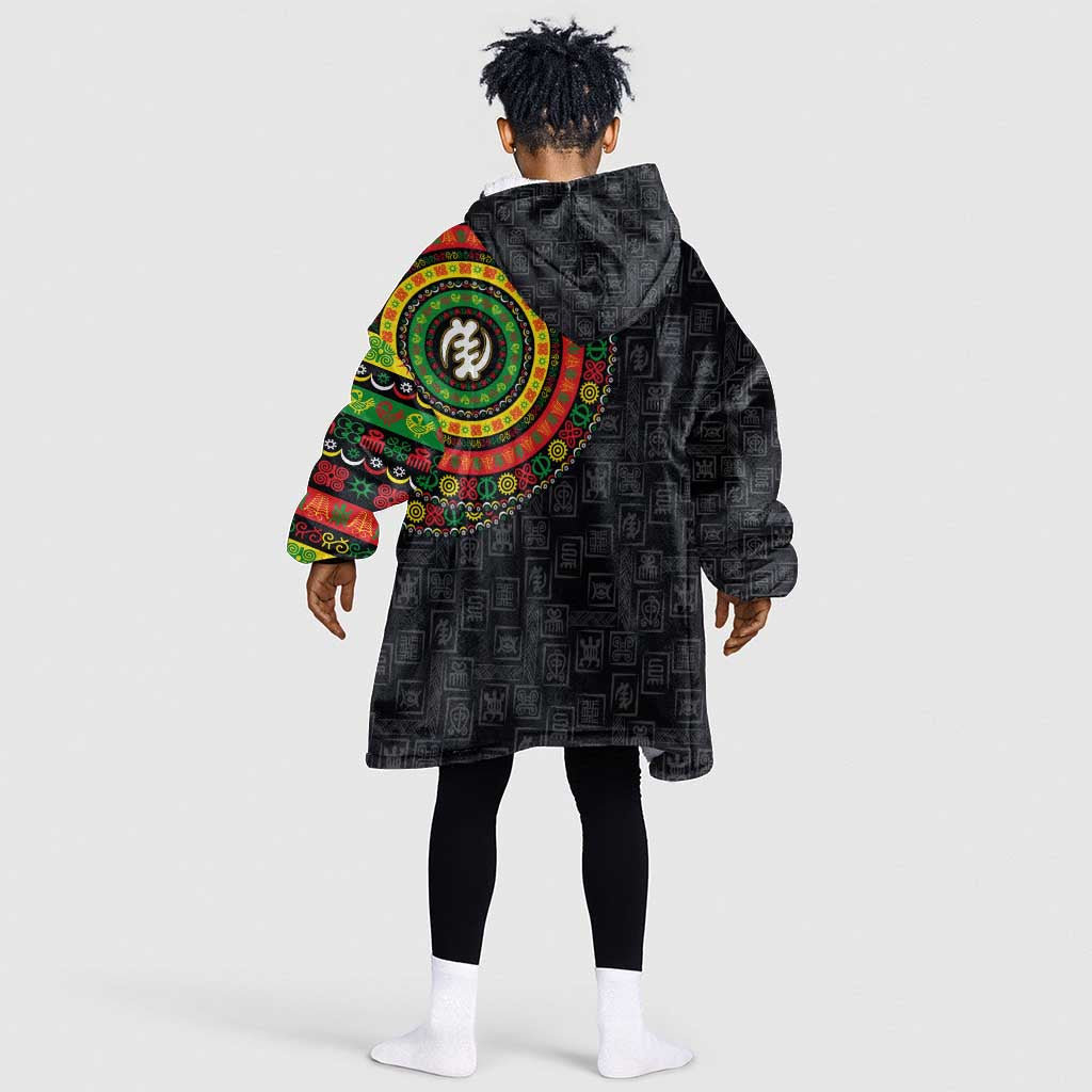 Adinkra Symbols Kid Wearable Blanket Hoodie African Culture
