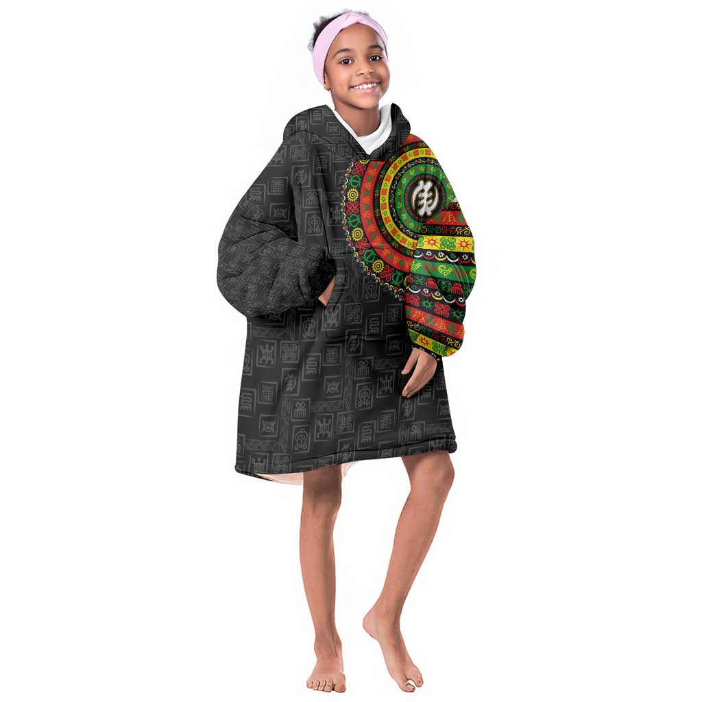 Adinkra Symbols Kid Wearable Blanket Hoodie African Culture