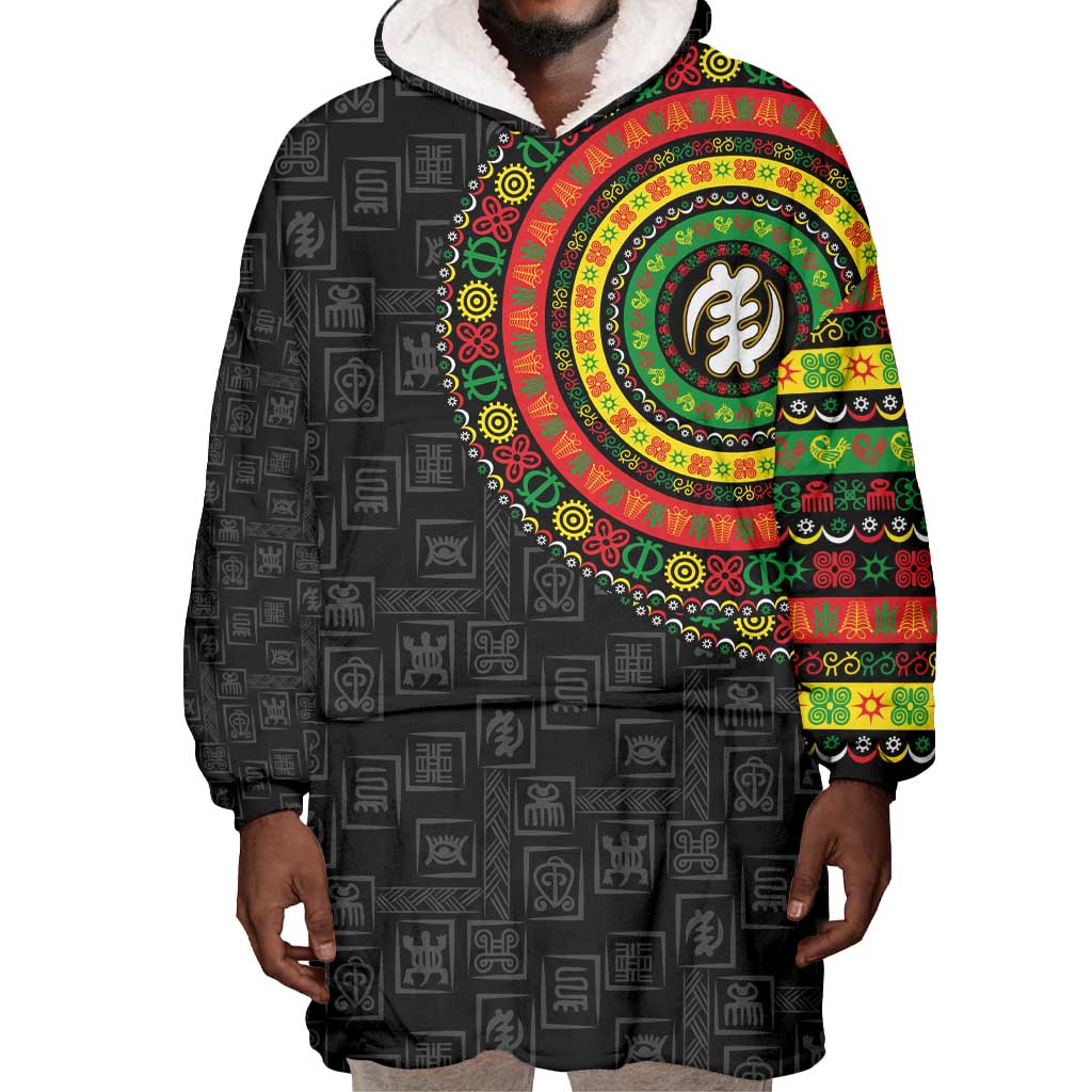 Adinkra Symbols Wearable Blanket Hoodie African Culture