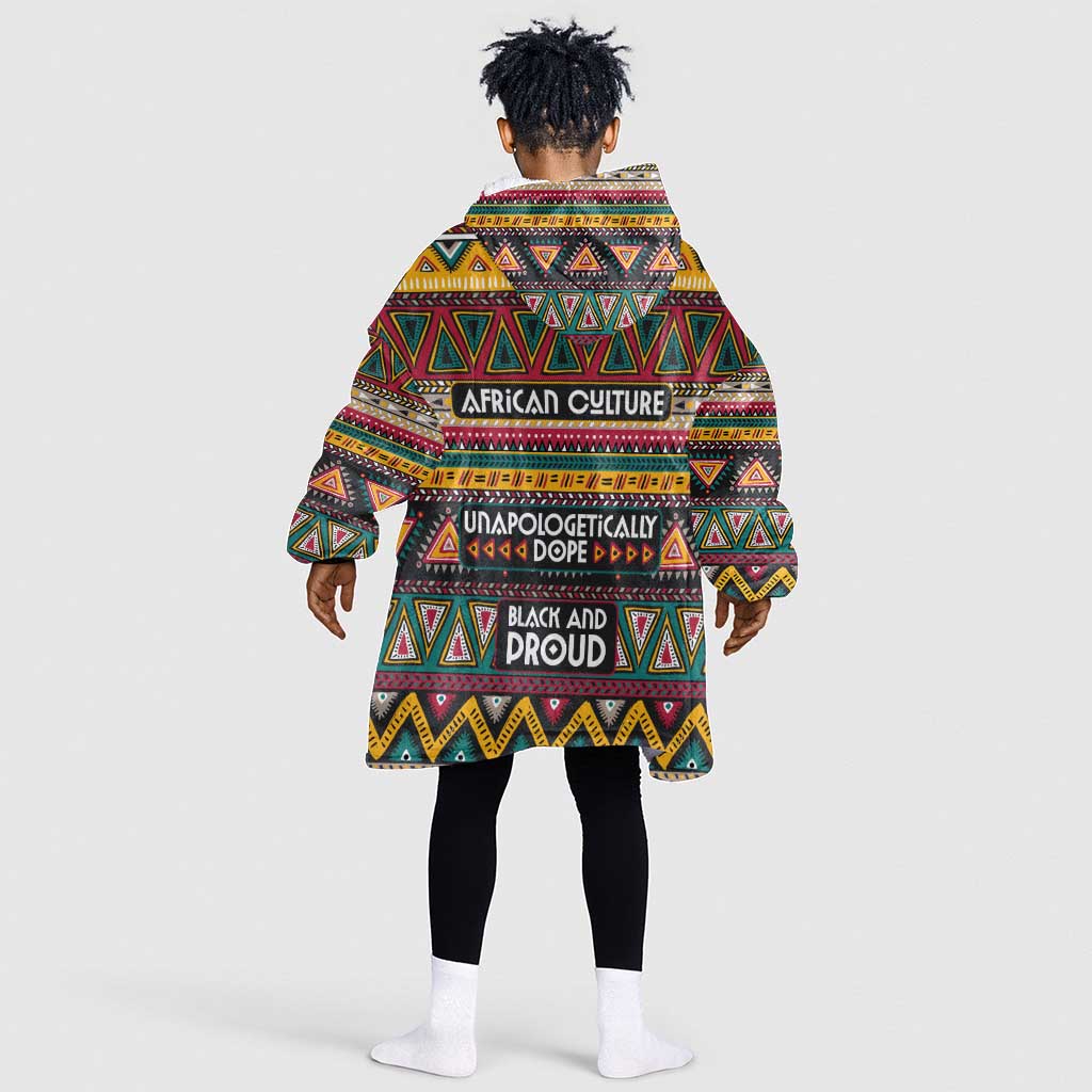 Colorful African Pattern KId Wearable Blanket Hoodie