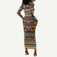 Colorful African Pattern Long Sleeve Bodycon Dress DT02