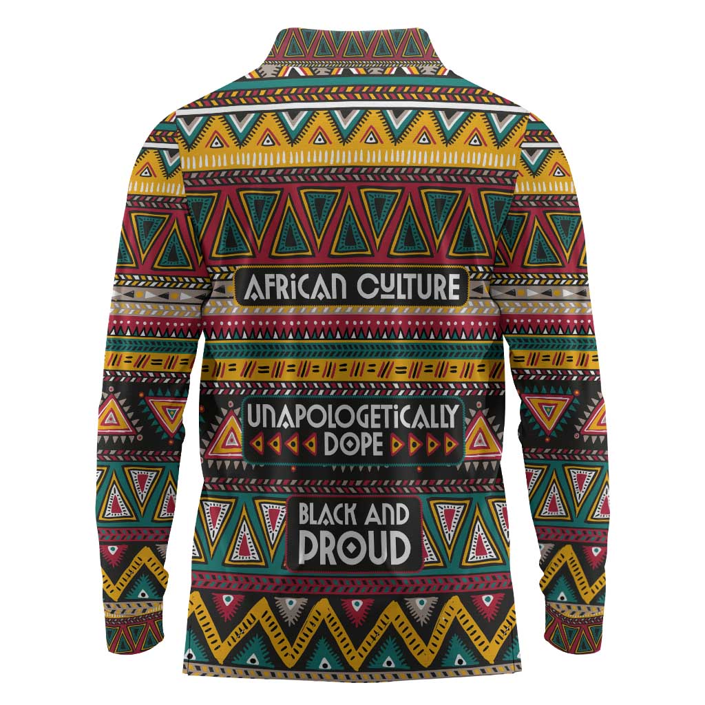 Colorful African Pattern Long Sleeve Polo Shirt