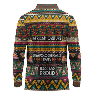 Colorful African Pattern Long Sleeve Polo Shirt