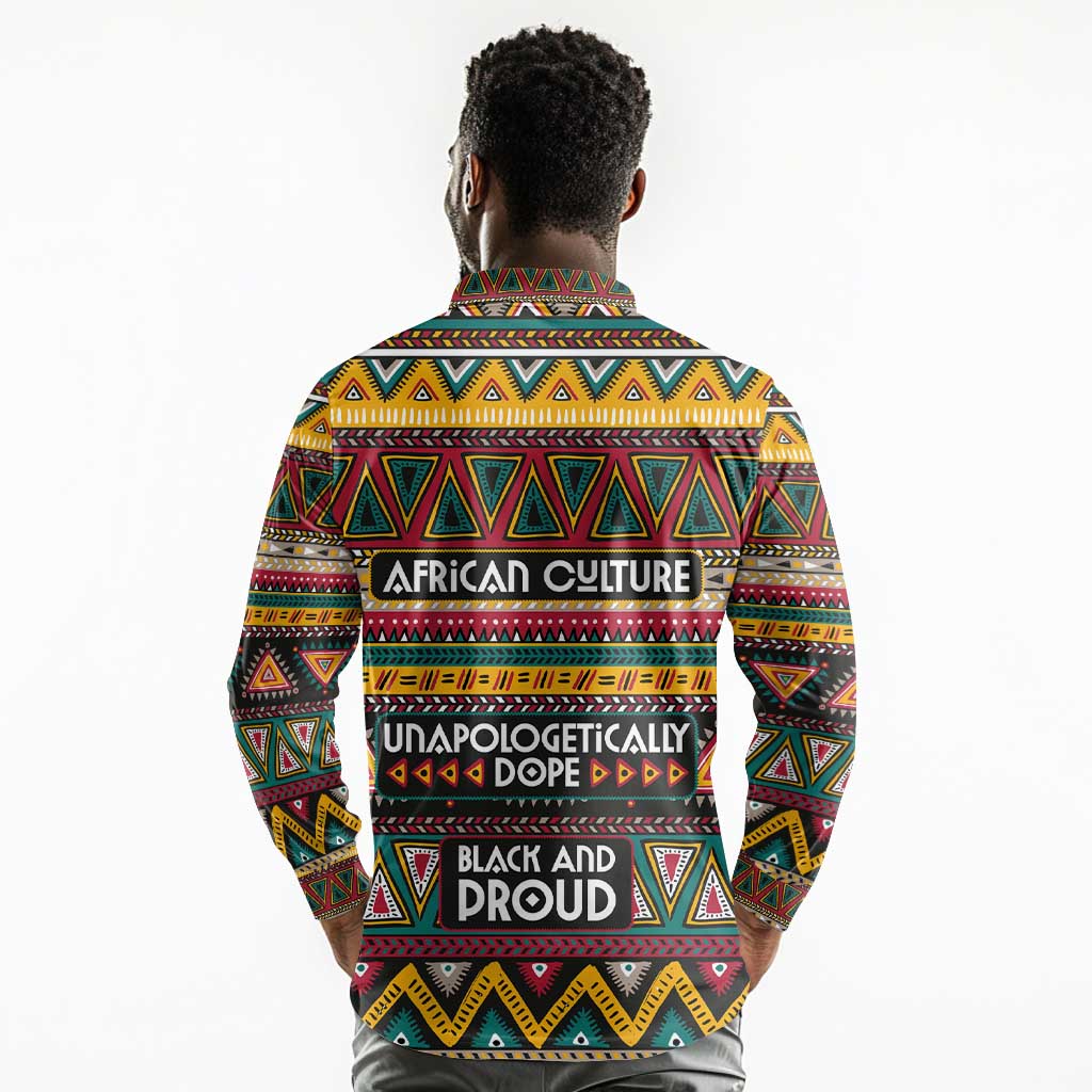 Colorful African Pattern Long Sleeve Polo Shirt