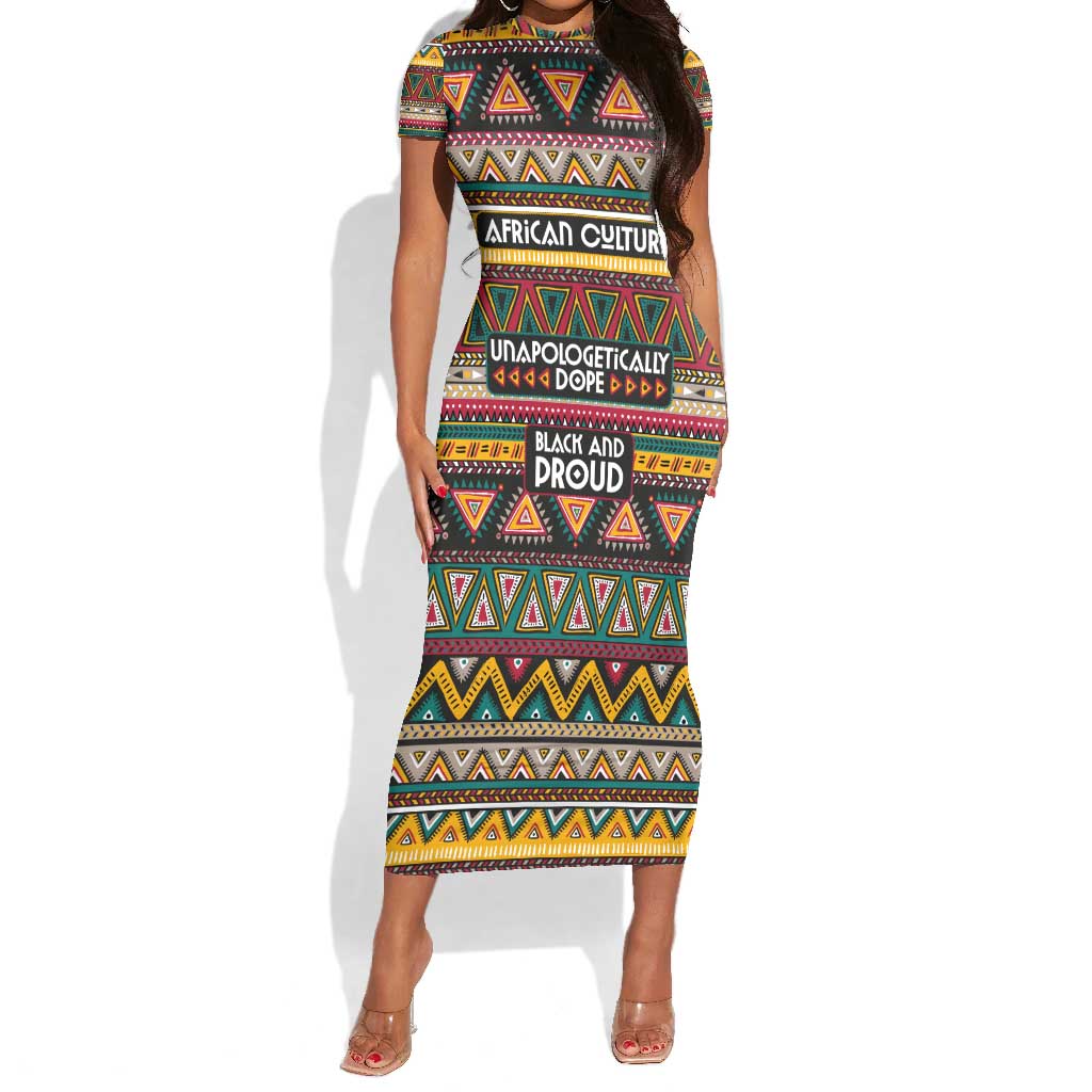 Colorful African Pattern Short Sleeve Bodycon Dress DT02
