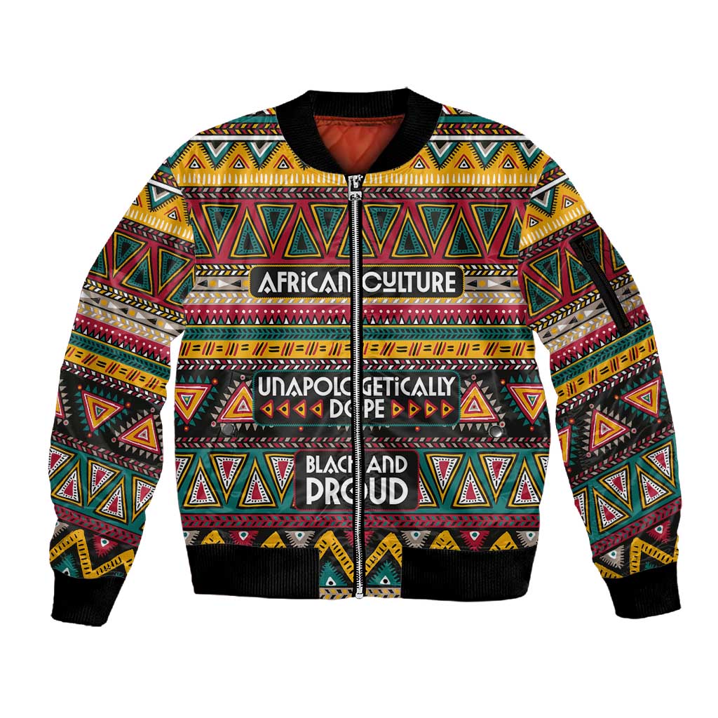 Colorful African Pattern Sleeve Zip Bomber Jacket
