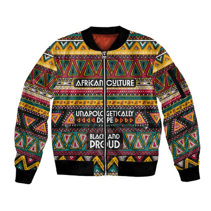 Colorful African Pattern Sleeve Zip Bomber Jacket