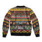 Colorful African Pattern Sleeve Zip Bomber Jacket