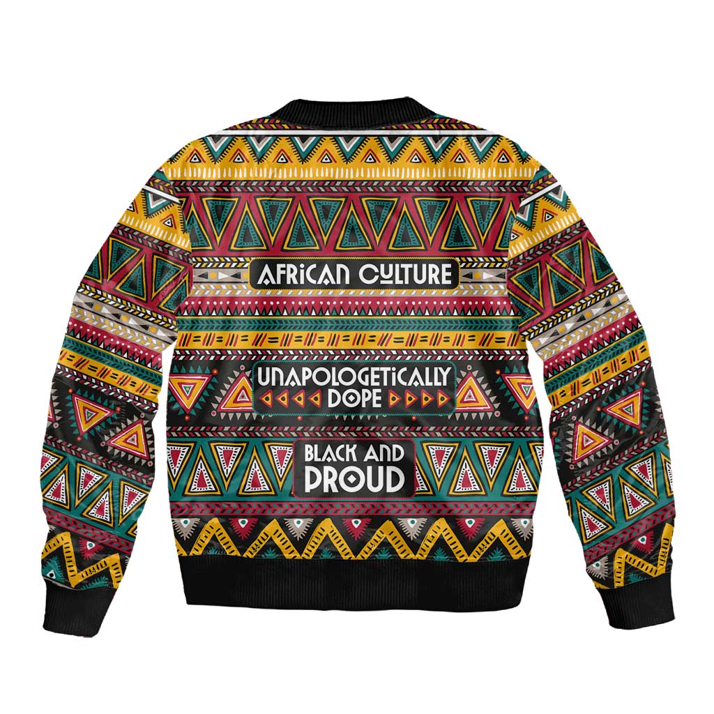 Colorful African Pattern Sleeve Zip Bomber Jacket