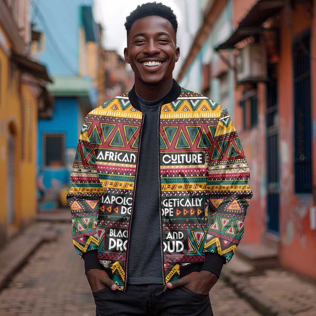 Colorful African Pattern Sleeve Zip Bomber Jacket