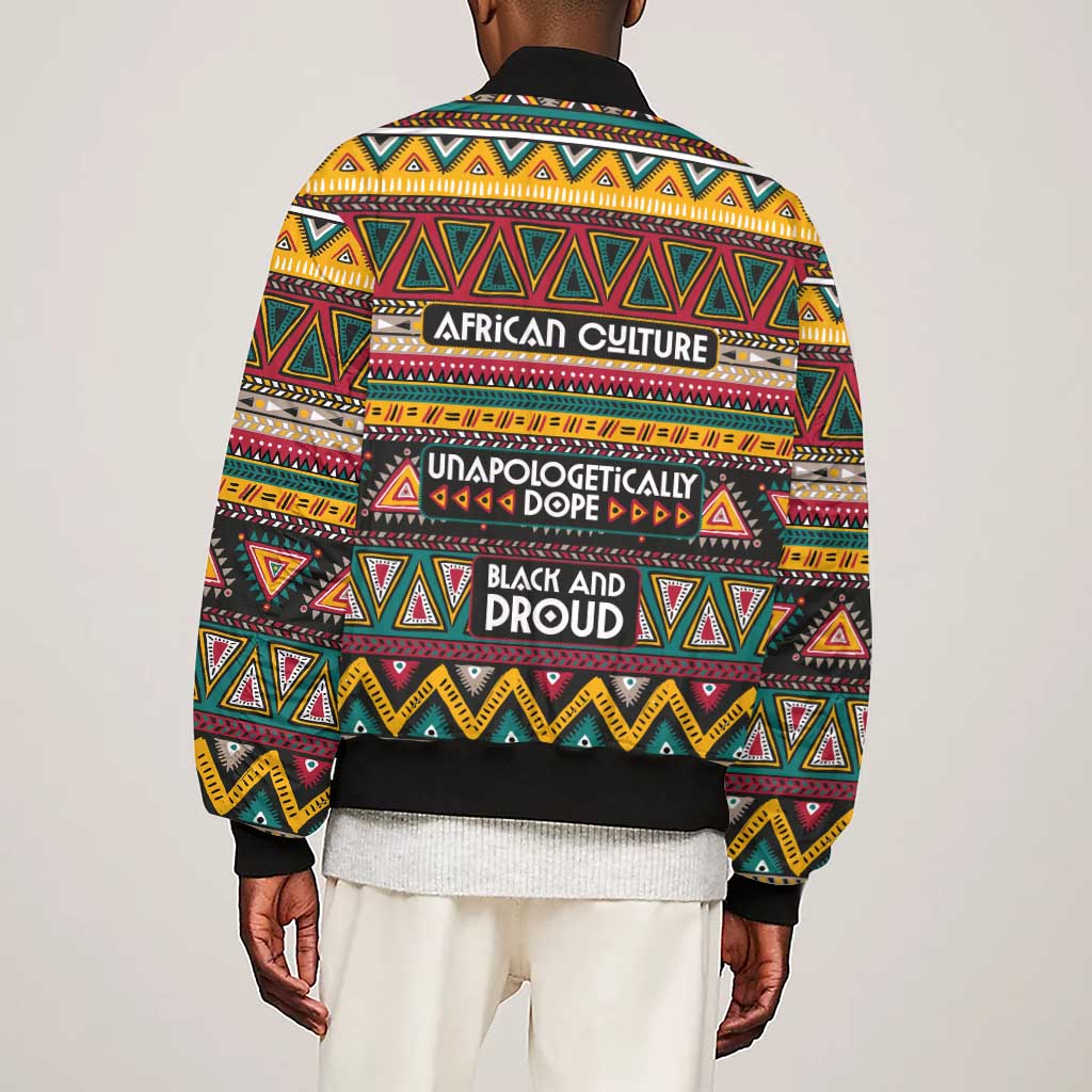 Colorful African Pattern Sleeve Zip Bomber Jacket