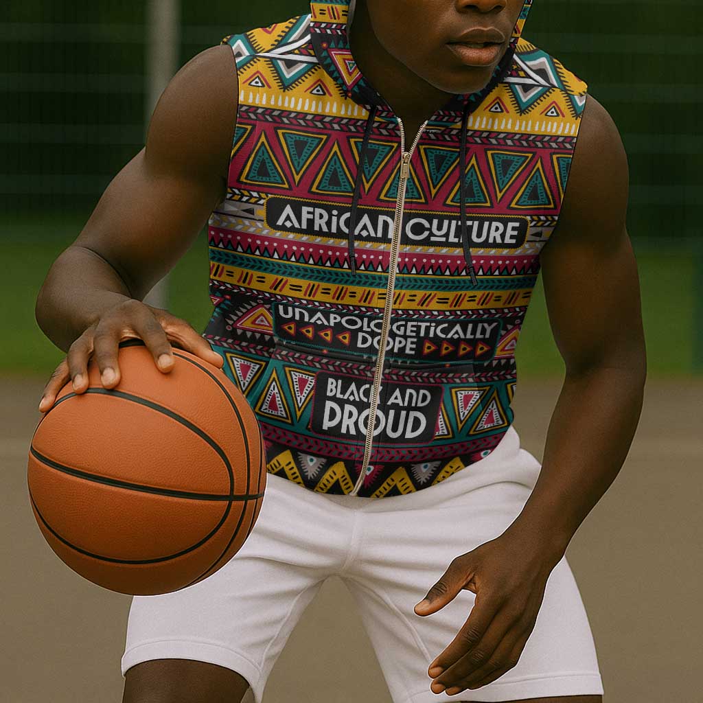 Colorful African Pattern Sleeveless Zip Hoodie - African Pride