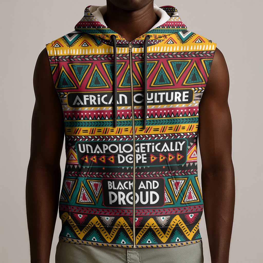 Colorful African Pattern Sleeveless Zip Hoodie - African Pride