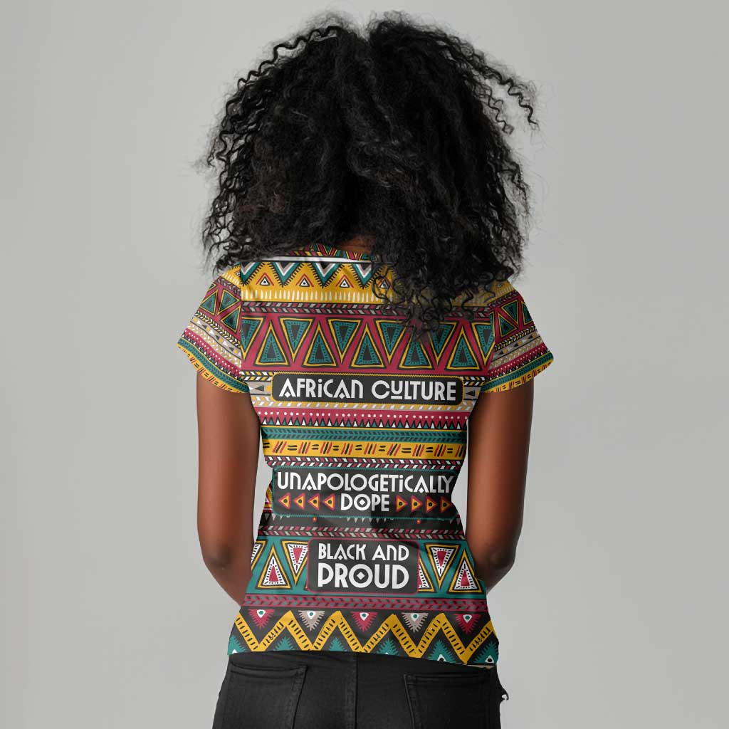 Colorful African Pattern Women V-Neck T-Shirt