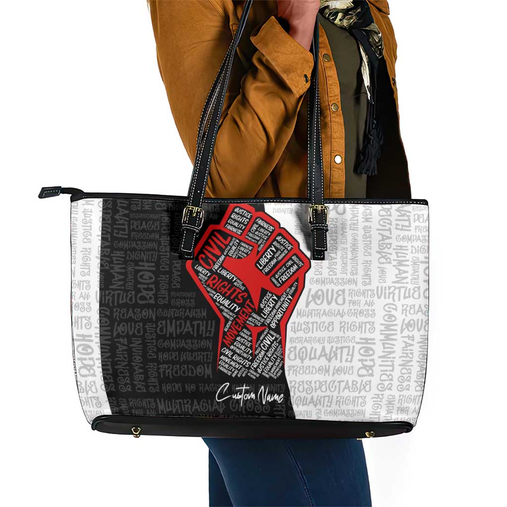 Personalized Civil Rights Movement Justice Fist Leather Tote Bag