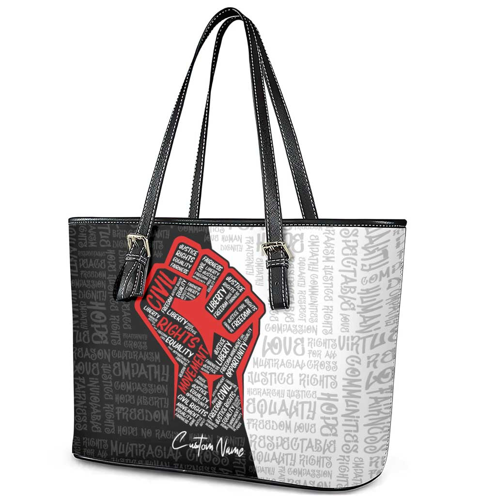 Personalized Civil Rights Movement Justice Fist Leather Tote Bag