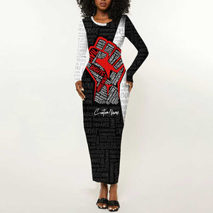 Personalized Civil Rights Movement Justice Fist Long Sleeve Bodycon Dress DT02
