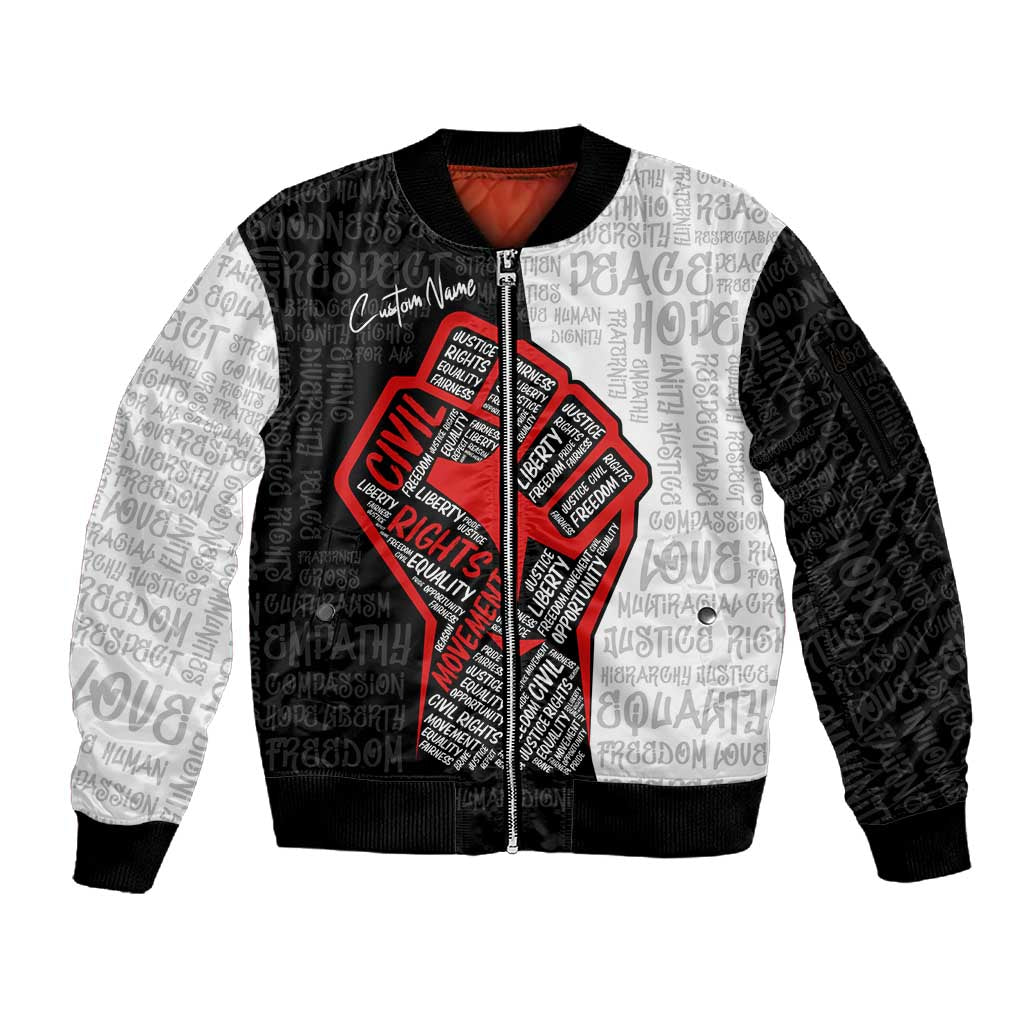 Personalized Civil Rights Movement Justice Fist Sleeve Zip Bomber Jacket