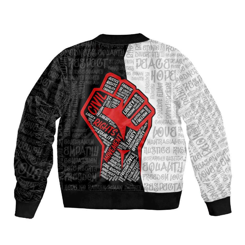 Personalized Civil Rights Movement Justice Fist Sleeve Zip Bomber Jacket