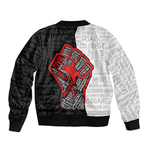 Personalized Civil Rights Movement Justice Fist Sleeve Zip Bomber Jacket