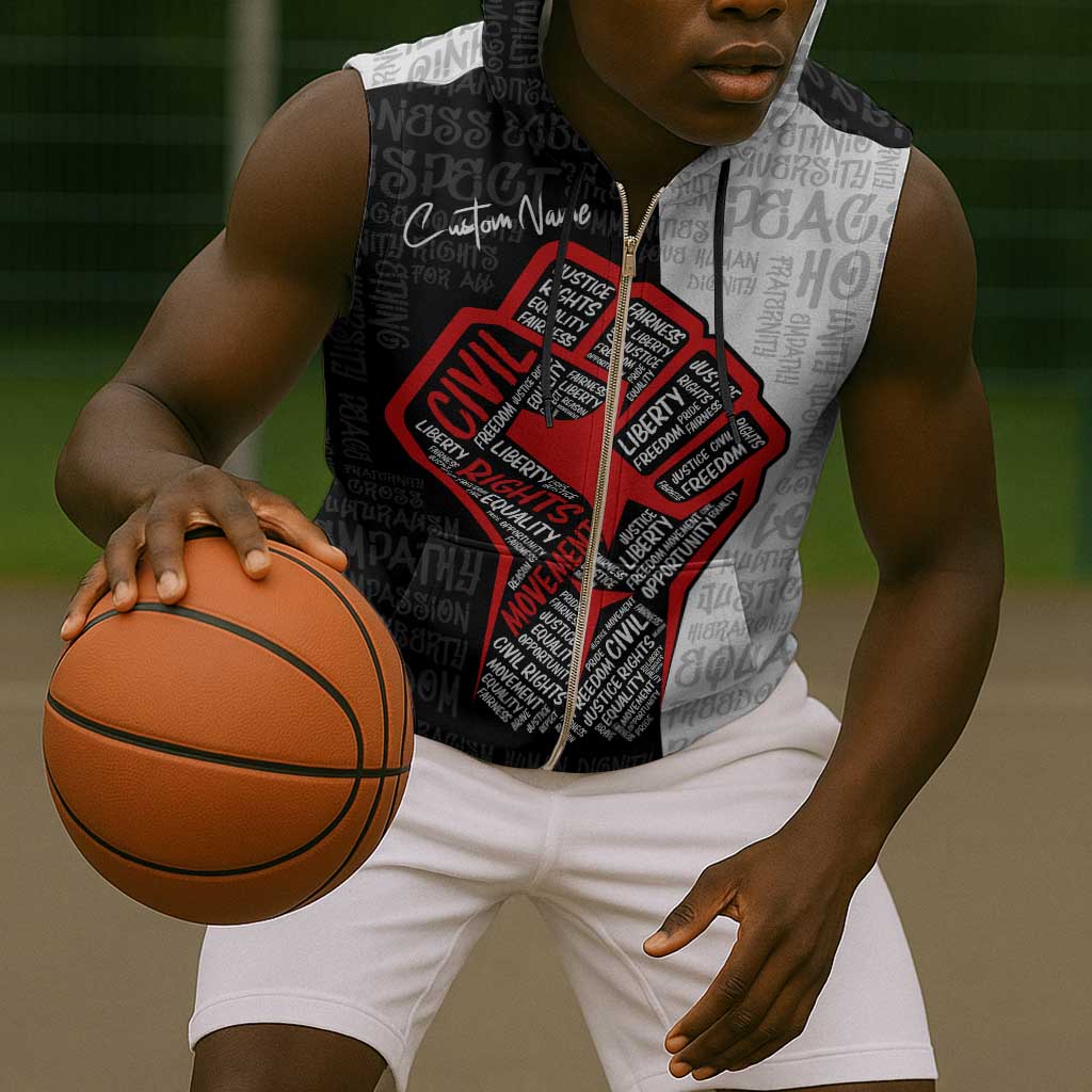Personalized Civil Rights Movement Justice Fist Sleeveless Zip Hoodie - African Pride