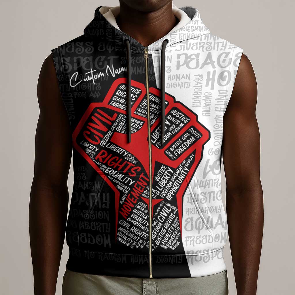 Personalized Civil Rights Movement Justice Fist Sleeveless Zip Hoodie - African Pride