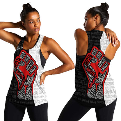 Personalized Civil Rights Movement Justice Fist Women Racerback Tank