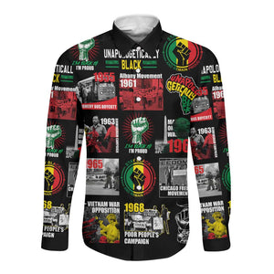 Civil Rights Movement Long Sleeve Button Shirt Poster Art Black Pride
