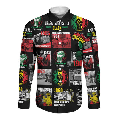 Civil Rights Movement Long Sleeve Button Shirt Poster Art Black Pride