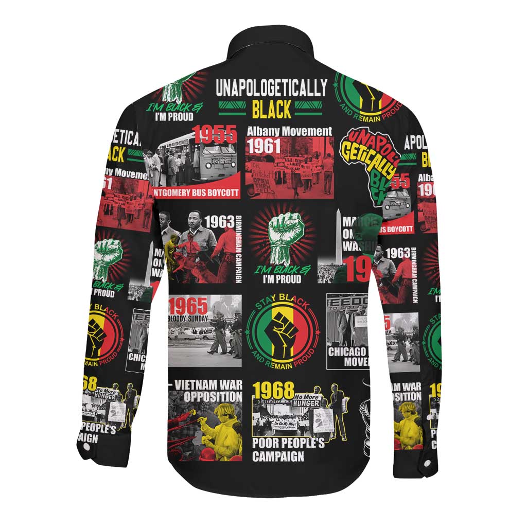 Civil Rights Movement Long Sleeve Button Shirt Poster Art Black Pride