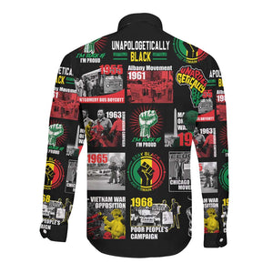 Civil Rights Movement Long Sleeve Button Shirt Poster Art Black Pride