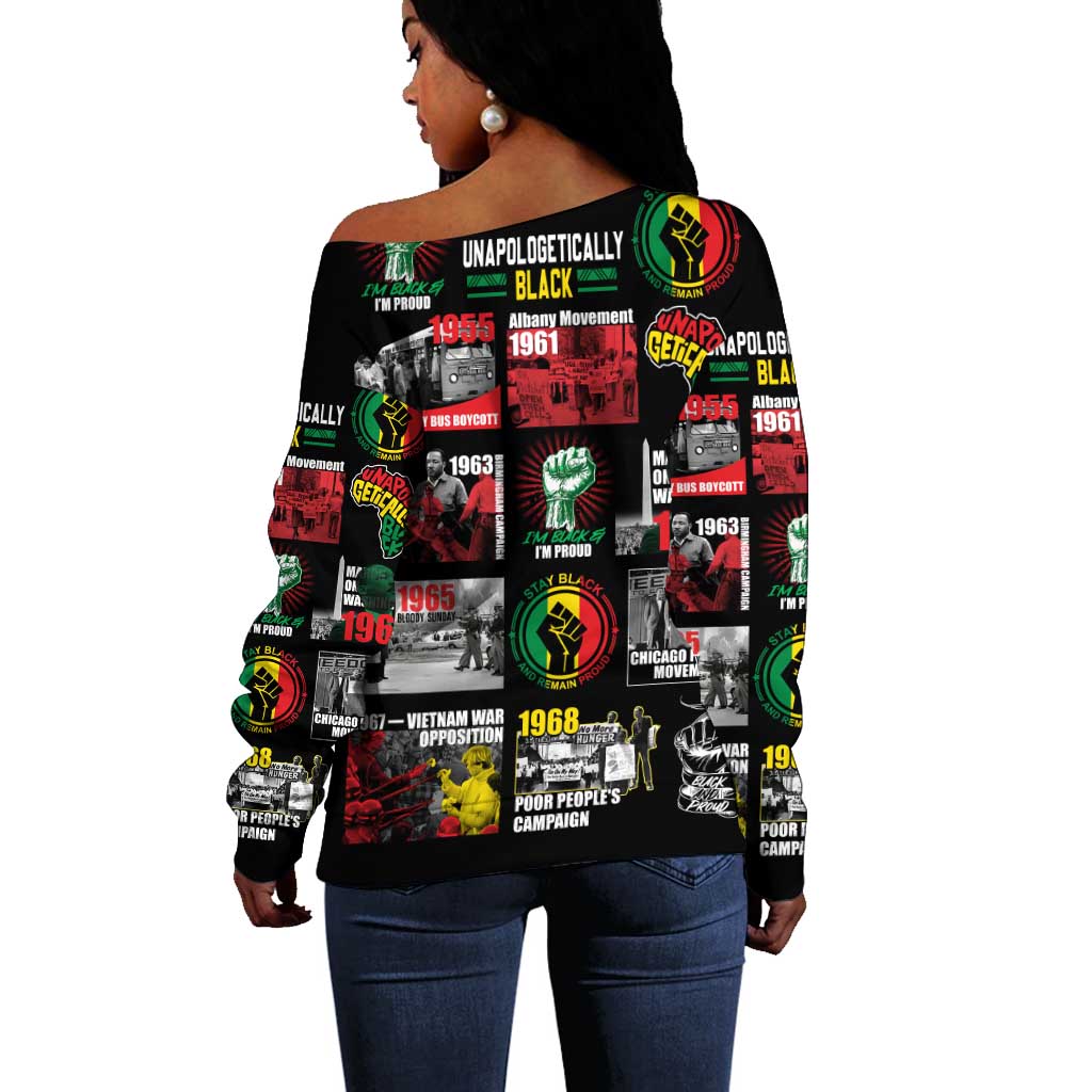 Civil Rights Movement Off Shoulder Sweater Poster Art Black Pride