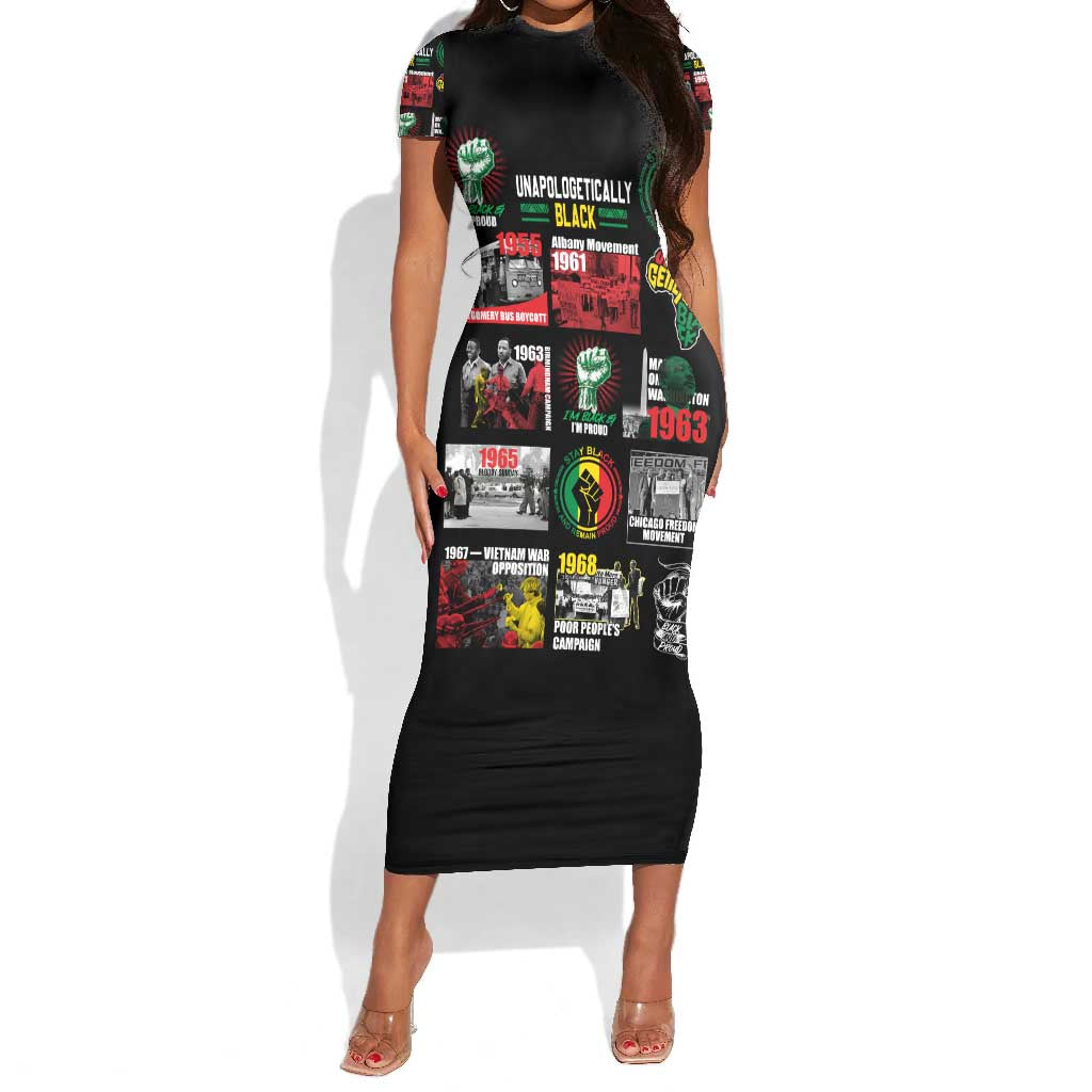 Civil Rights Movement Short Sleeve Bodycon Dress Poster Art Black Pride DT02