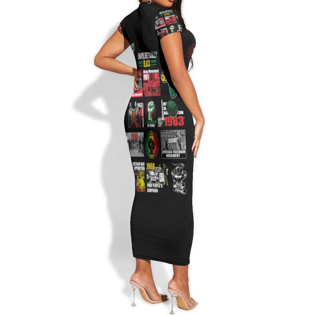 Civil Rights Movement Short Sleeve Bodycon Dress Poster Art Black Pride DT02