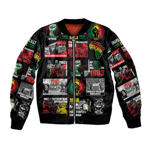 Civil Rights Movement Sleeve Zip Bomber Jacket Poster Art Black Pride