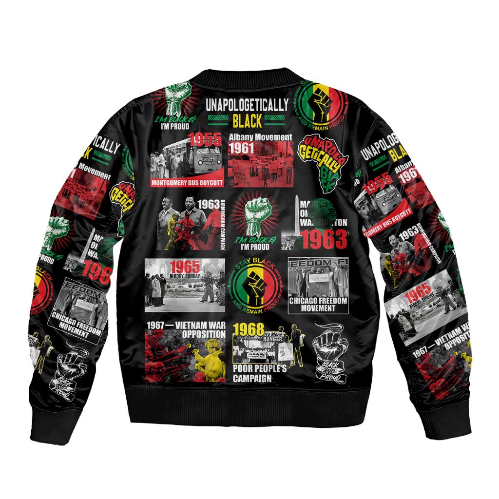 Civil Rights Movement Sleeve Zip Bomber Jacket Poster Art Black Pride
