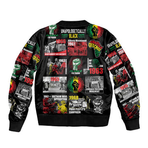 Civil Rights Movement Sleeve Zip Bomber Jacket Poster Art Black Pride