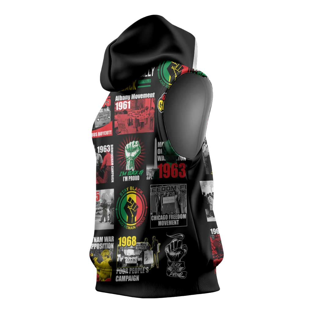 Civil Rights Movement Sleeveless Hoodie Poster Art Black Pride - African Pride