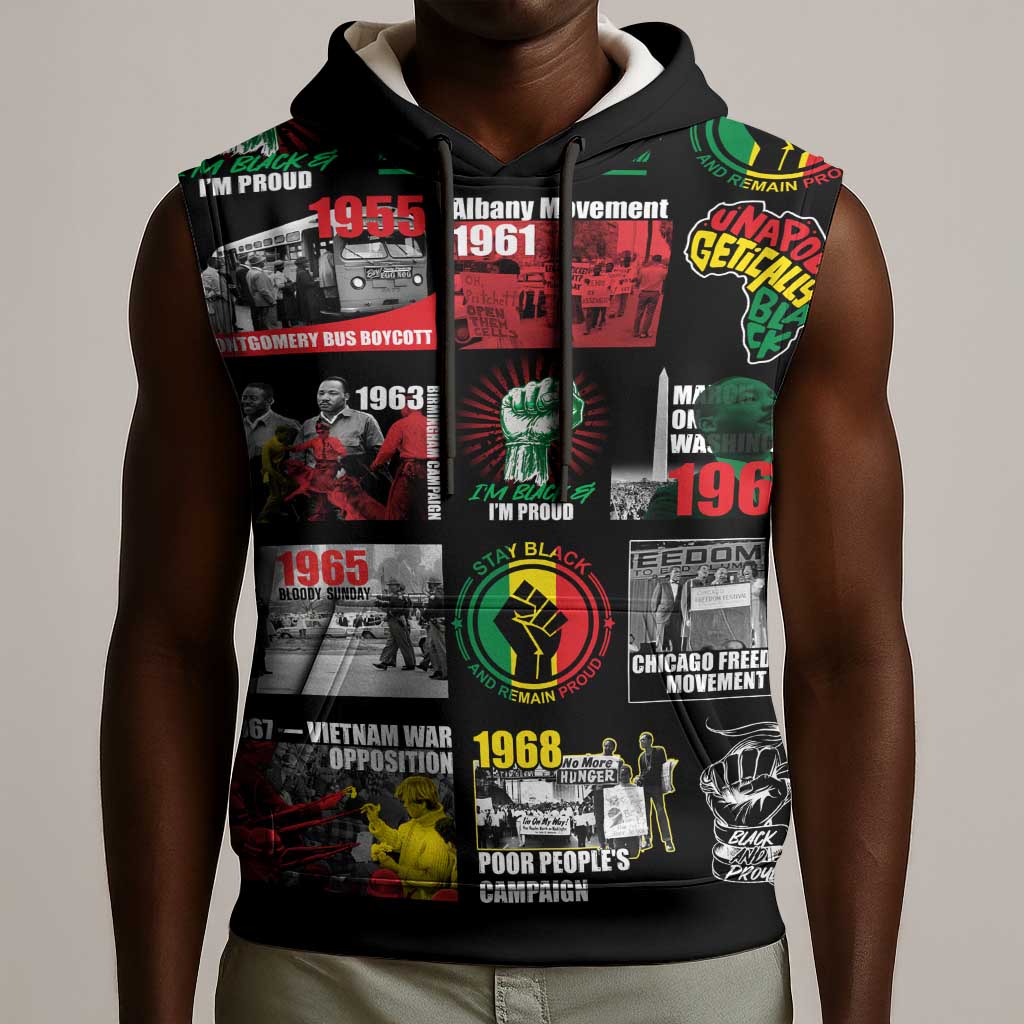 Civil Rights Movement Sleeveless Hoodie Poster Art Black Pride - African Pride