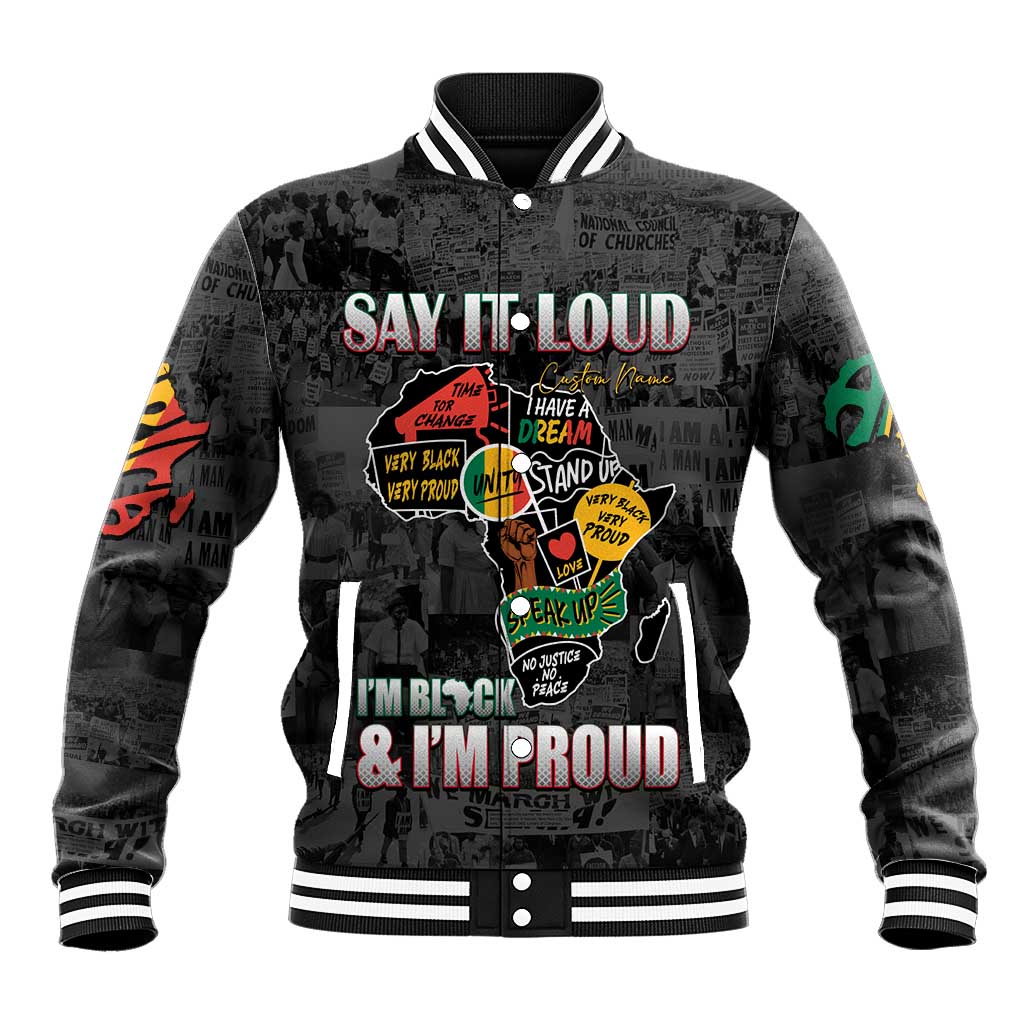 I'm Black and I'm Proud - Personalized African Baseball Jacket DT02