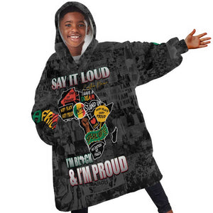 I'm Black and I'm Proud - Personalized African KId Wearable Blanket Hoodie