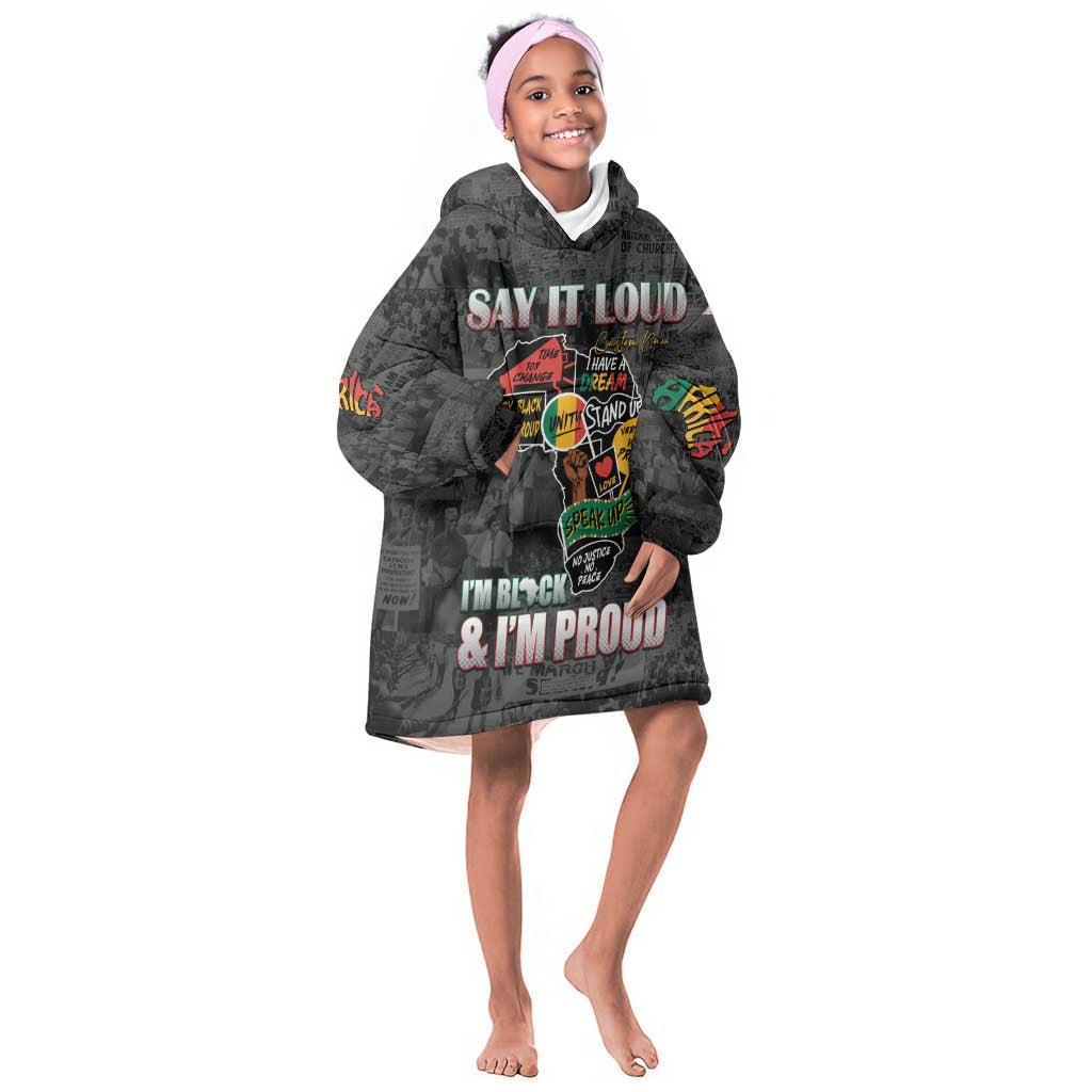 I'm Black and I'm Proud - Personalized African KId Wearable Blanket Hoodie