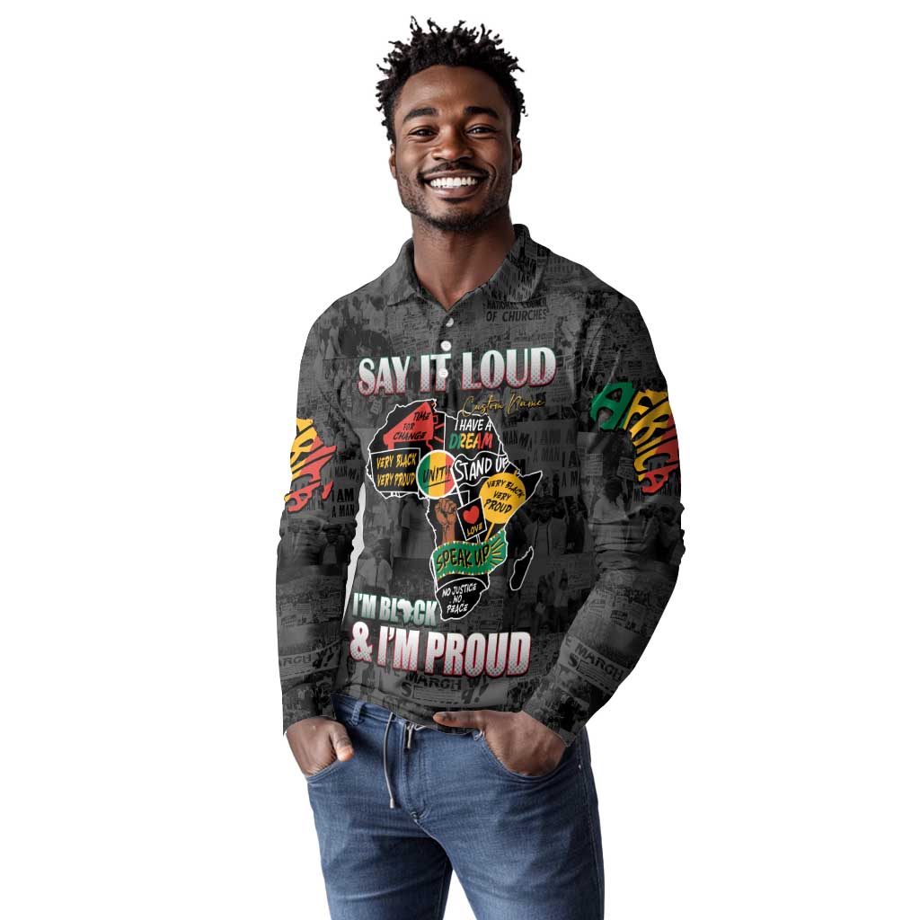 I'm Black and I'm Proud - Personalized African Long Sleeve Polo Shirt